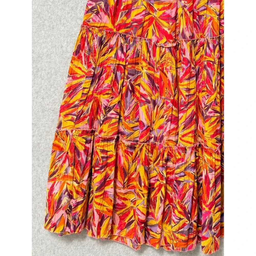 Vintage Jane Ashley Prairie Skirt Size Large Petite Red Orange Elastic Waist